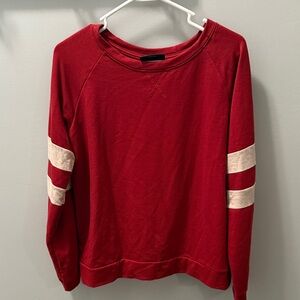 Casual Red Sweatshirt with Cream Stripes